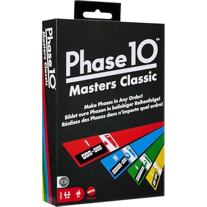 rayihni PHASE 10 MASTERS CLASSIC CARD GAME, FAMILY CARD GAME INCLUDING 60 PHASE TARGET CARDS THAT CAN BE PLAYED IN ANY ORDER FOR 2-6 PLAYERS - Image 1